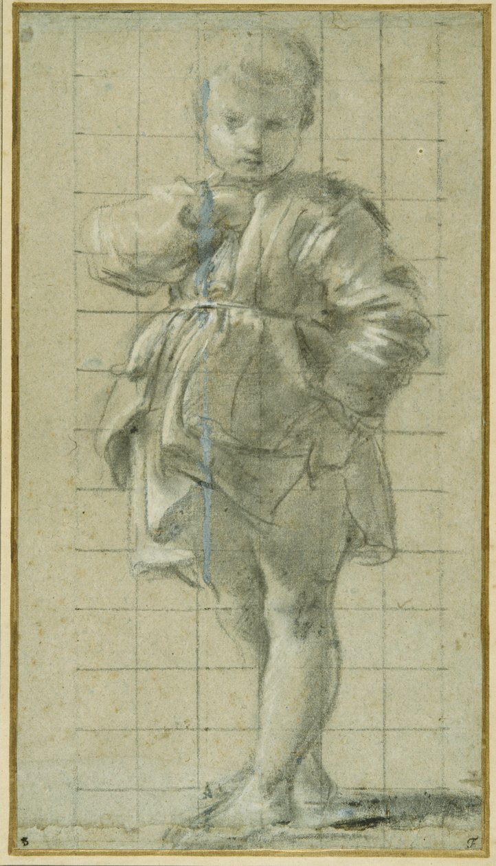 Stojící mladý chlapec (černá křída na carta azzurra) od Bartolomeo Schedoni