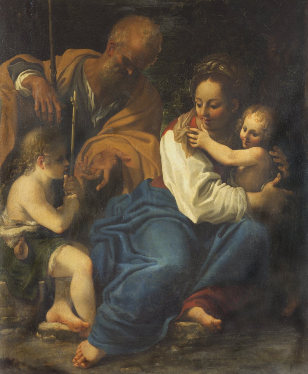 Svatá rodina a svatý Jan od Bartolomeo Schedoni
