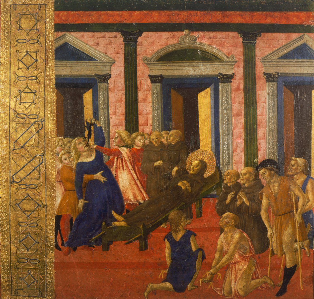 San Bernardino vymítá posedlou ženu, Neroccio di Bartolomeo (1447-1500), malířství, Palazzo Pubblico (Veřejný palác), Siena, Itálie. od Bartolomeo di Neroccio