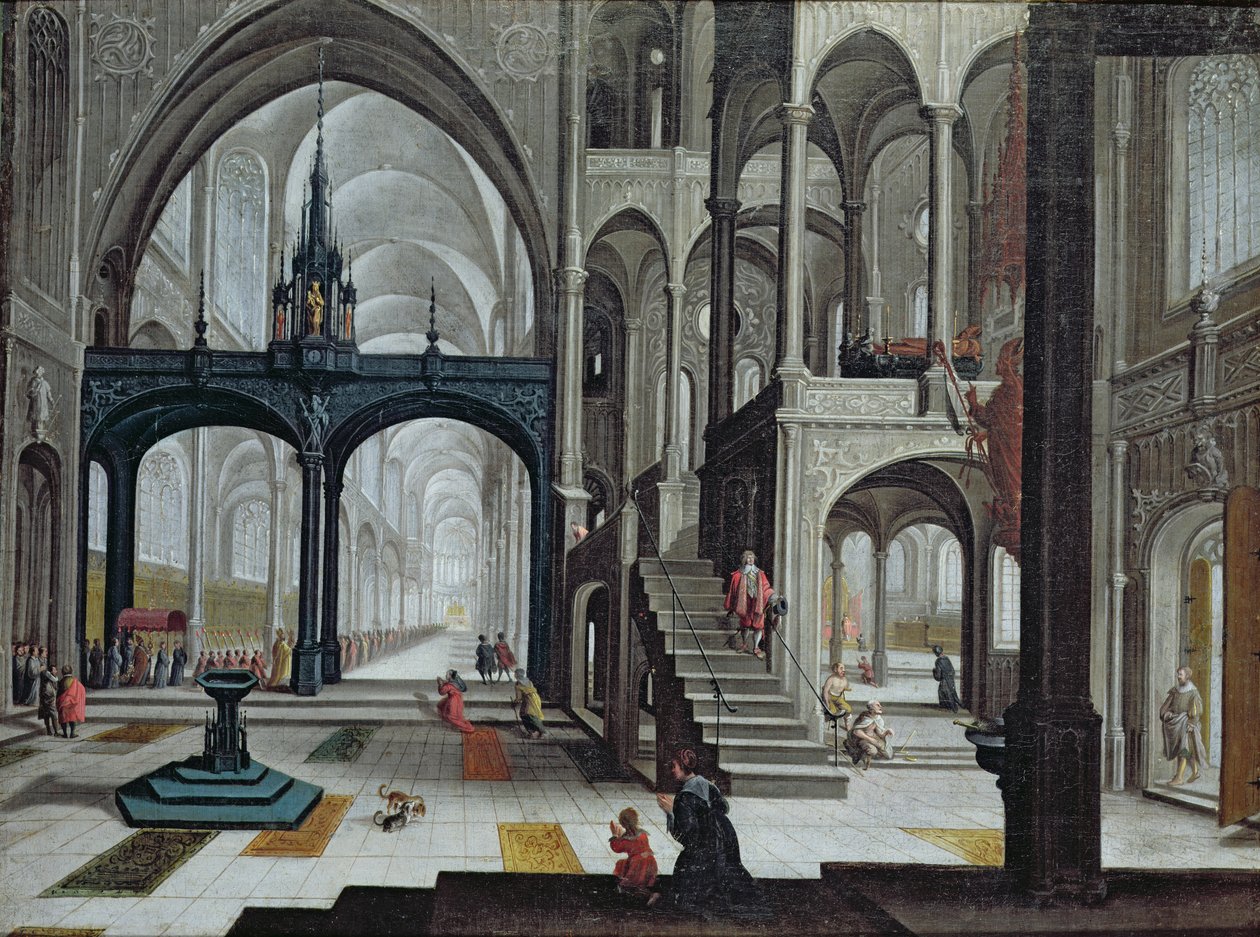 Procesí v katedrále (olej na plátně) od Bartolomeus van Bassen