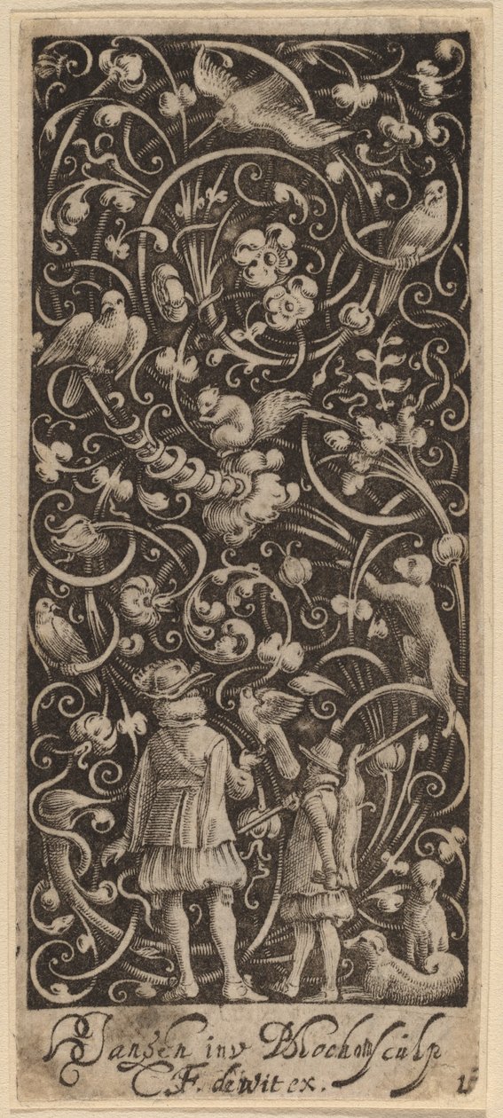 Ornament s listy a ptáky od Bartolomeus van Lochom after Hans Janssen