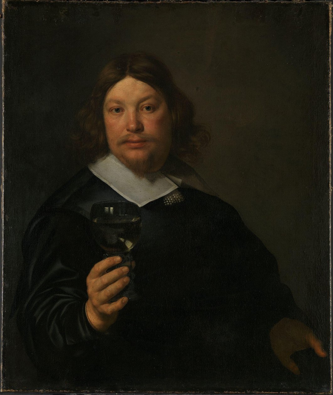 Muž drží sklenici vína (olej na plátně) od Bartolomeus van der Helst