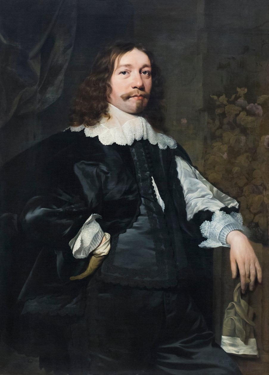 Portrét muže v černém, který drží rukavici od Bartolomeus van der Helst