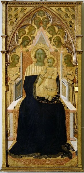 Madona s dítětem na trůnu, obklopená anděly od Bartolommeo Bulgarini