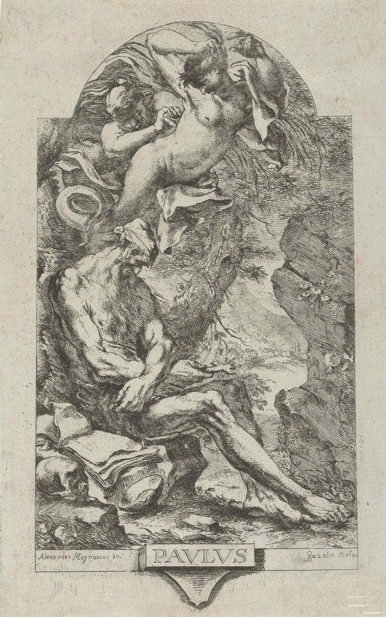 Svatý Pavel z Théb pokoušen démonem, po Magnascu, ca. 1720-30. od Bartolommeo Gazalis