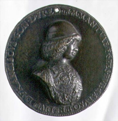 Portrétní medaile zobrazující Francesca Gonzagu II (1466-1519) (bronz) (reverzní viz 96846) od Bartolommeo Melioli