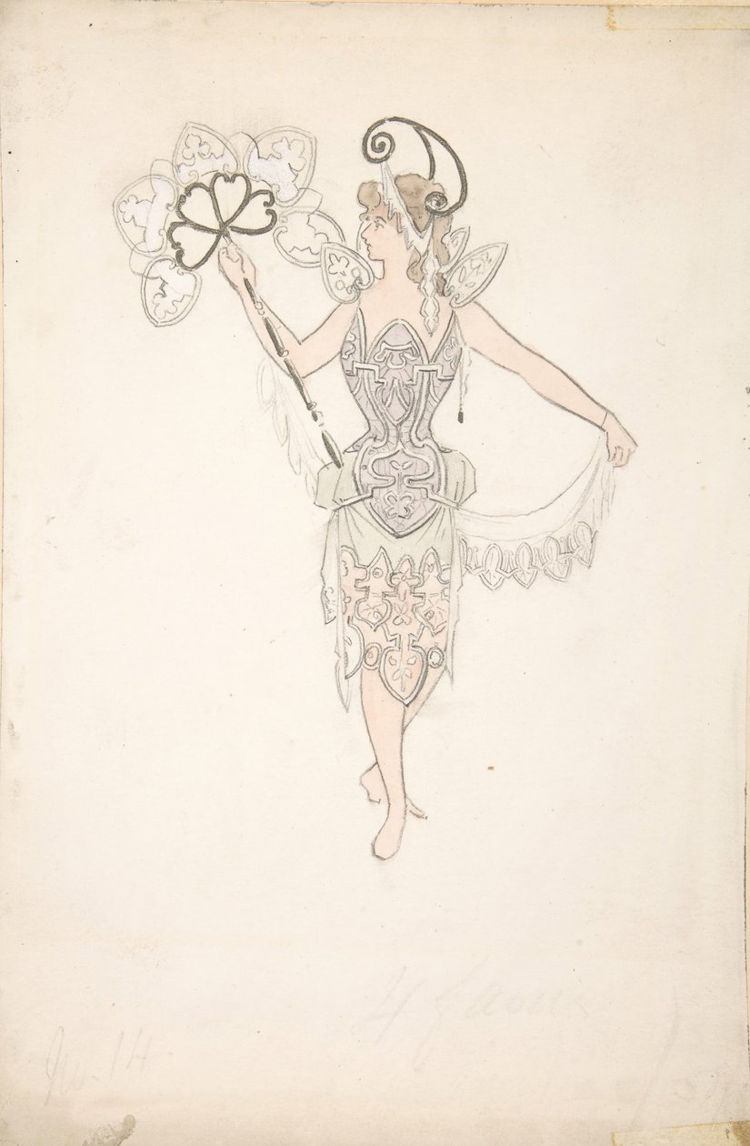 Kostýmní návrh pro dámu s vějířem, 1890-99. od Basil Crage