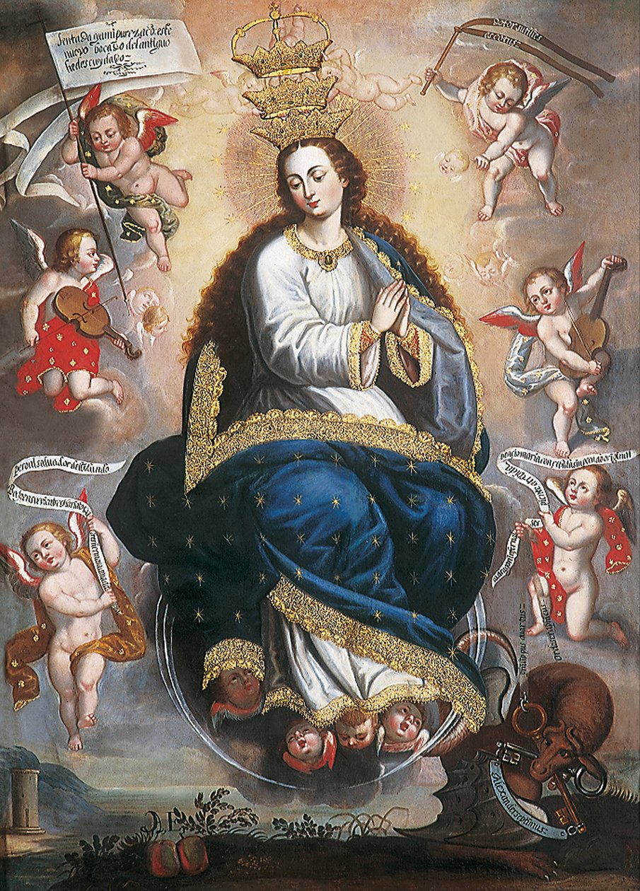 Neposkvrněná Panna zvítězila nad hadem kacířství od Basilio de Santa Cruz Pumacallao