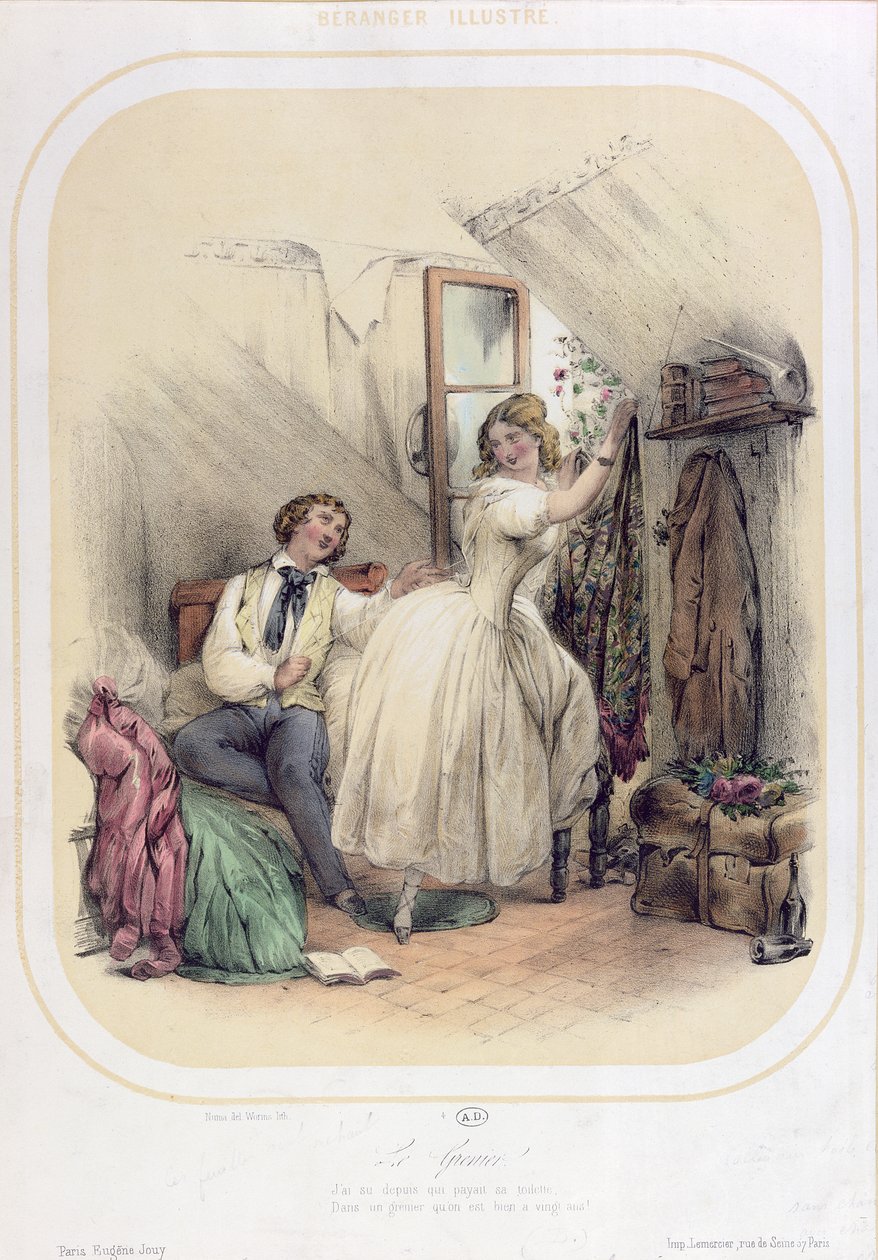 Ilustrace k písni Le Grenier od Pierra Jean de Beranger (1780-1857) od Bassaget Numa