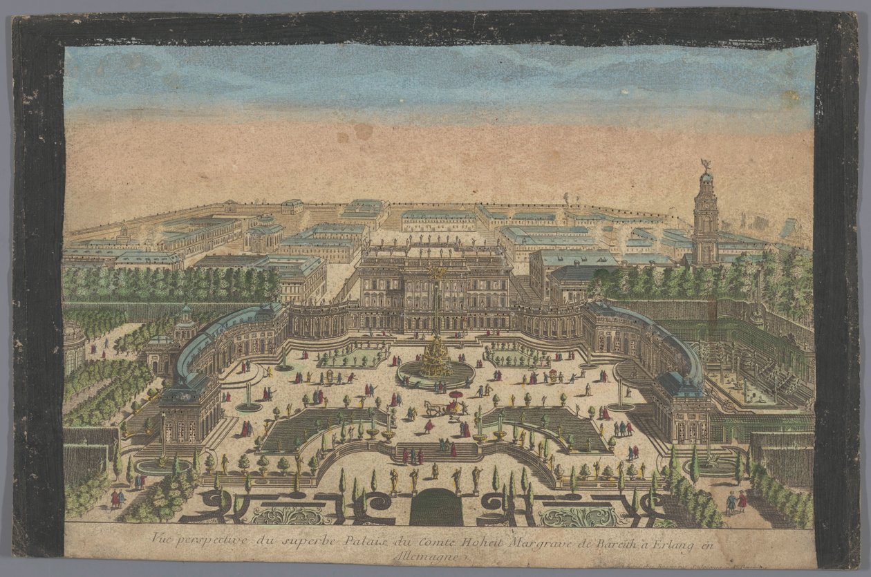 Pohled na palác markraběte z Bayreuthu v Erlangu Pohled na superbe palais du comte hoheit markrabě de Bareith à Erlang en Allemagne (titul na objektu) od Basset