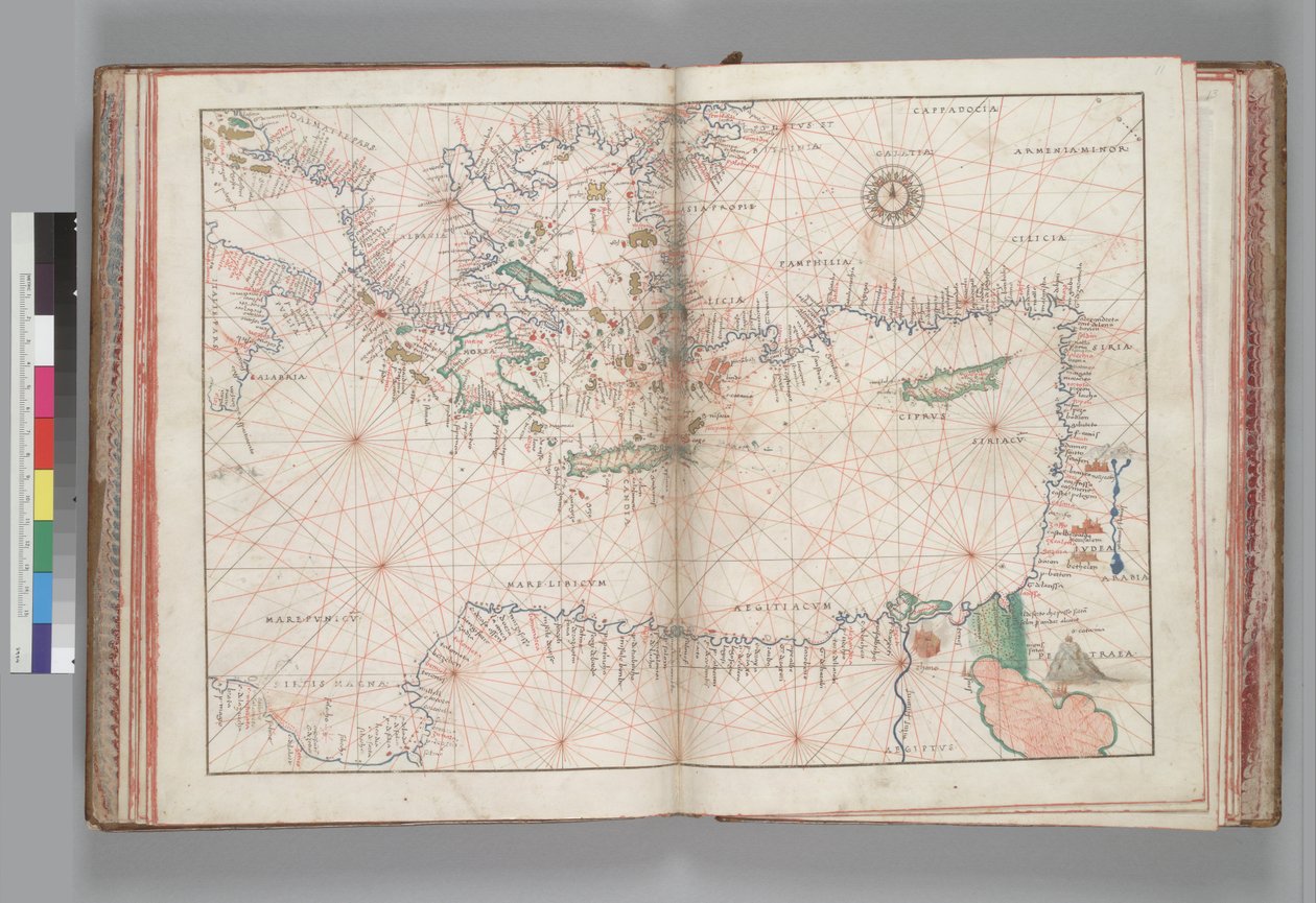 Východní Středomoří a Egejské moře. Battista Agnese, PORTOLAN ATLAS (Itálie asi 1550) od Battista Agnese
