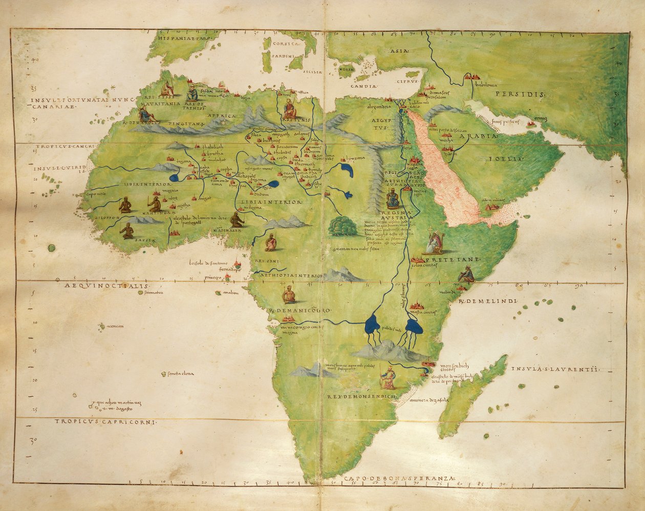 Afrika, z Atlasu námořních map od Battisty Agnese, 30. října 1554 od Battista Agnese
