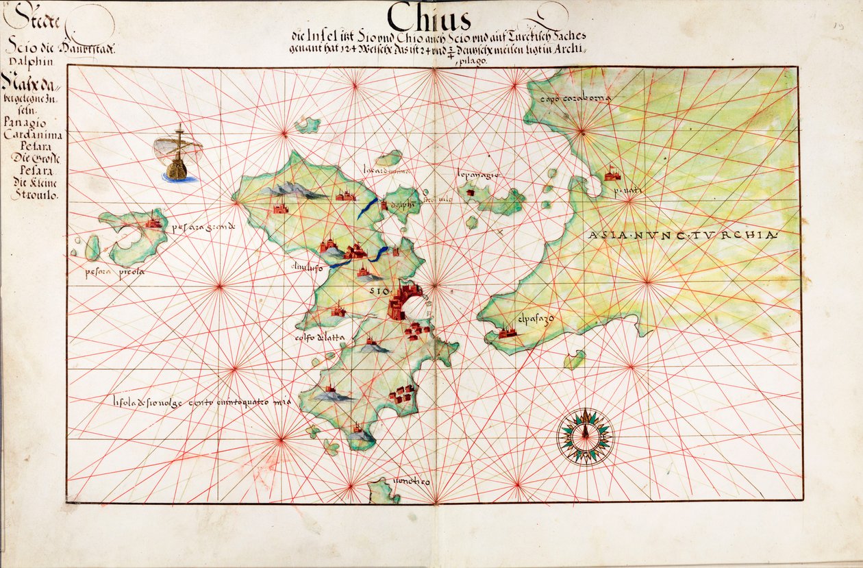 Mapa Chius (Chios, Řecko) od Battista Agnese