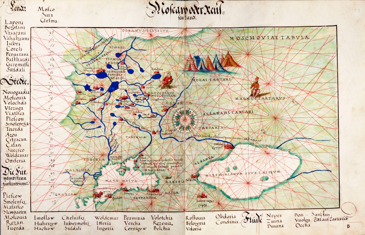 Mapa Moskvy a Černého moře od Battista Agnese
