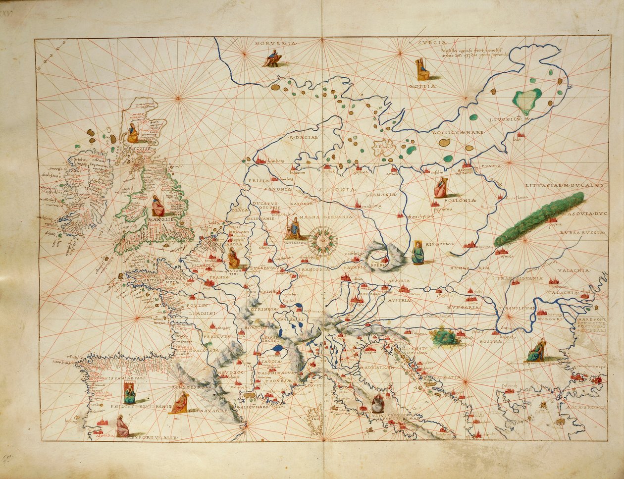 Evropa, z Atlasu světa ve třiceti třech mapách, od Battisty Agnese od Battista Agnese
