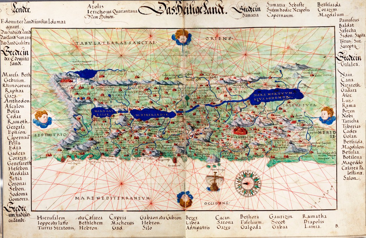 Mapa "Das Heilige Land" 1554 [Překlad: Svatá země] od Battista Agnese