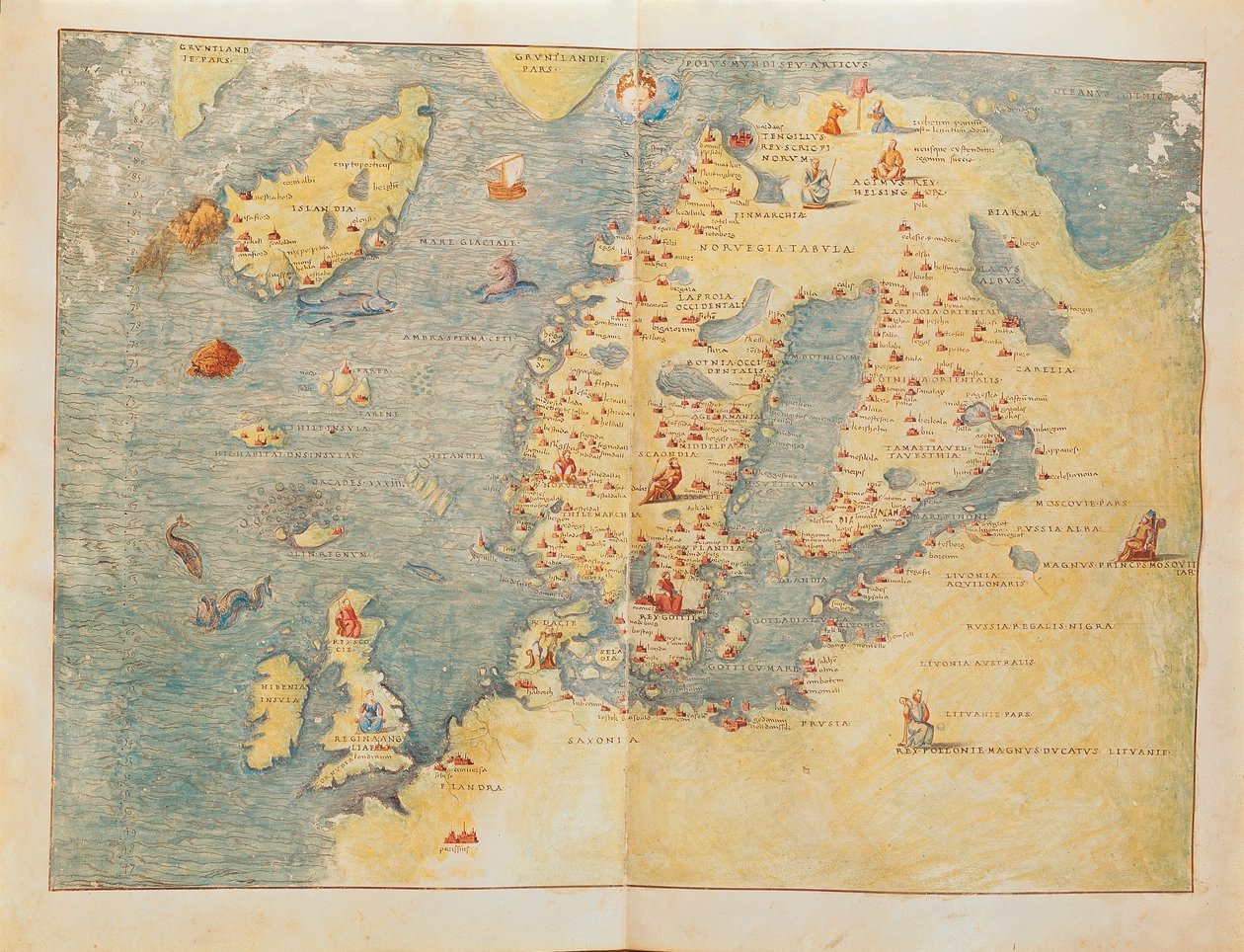 Mapa severní Evropy z Portolanského atlasu od Battisty Agnese od Battista Agnese
