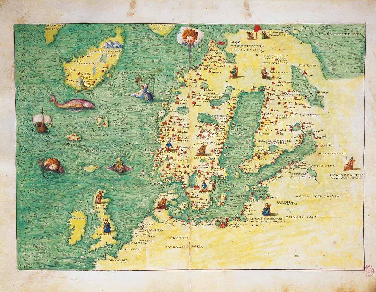 Severní Evropa, z Atlasu světa ve třiceti třech mapách, od Battisty Agnese od Battista Agnese