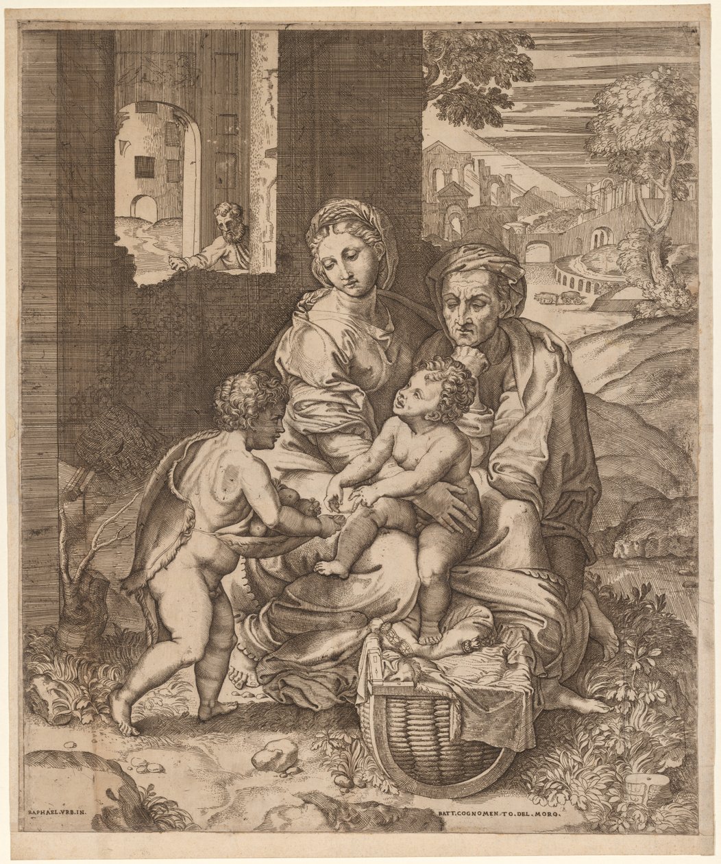 Svatá rodina (La Perla) (po Raphaelovi) od Battista Angolo del Moro