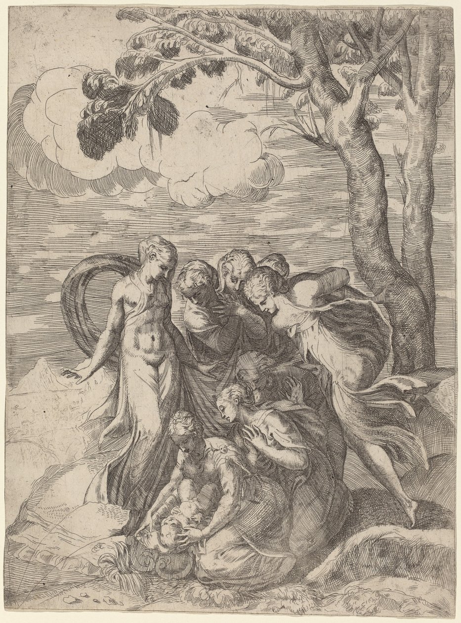 Nalezení Mojžíše od Battista Angolo del Moro, after Andrea Meldolla, called Schiavone