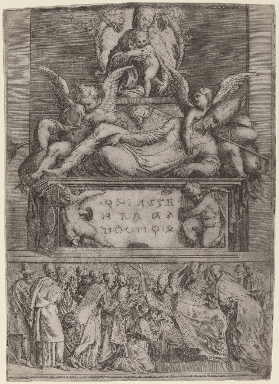 Hrob biskupa od Battista Angolo del Moro after Parmigianino