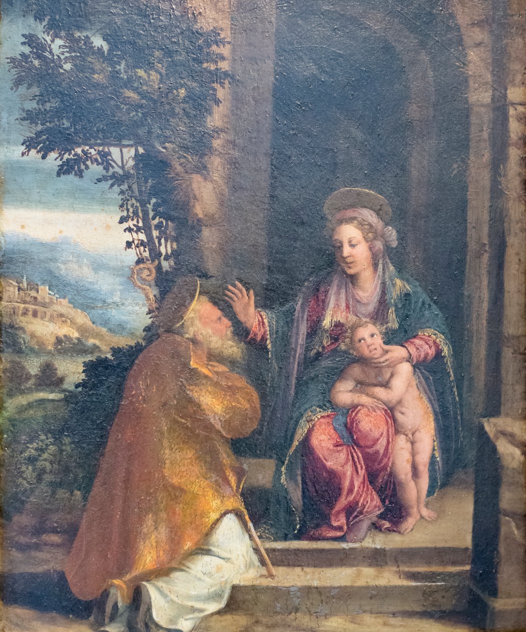 Panna s dítětem a biskup od Battista & Dossi Dosso (c.1486 1542) Dossi