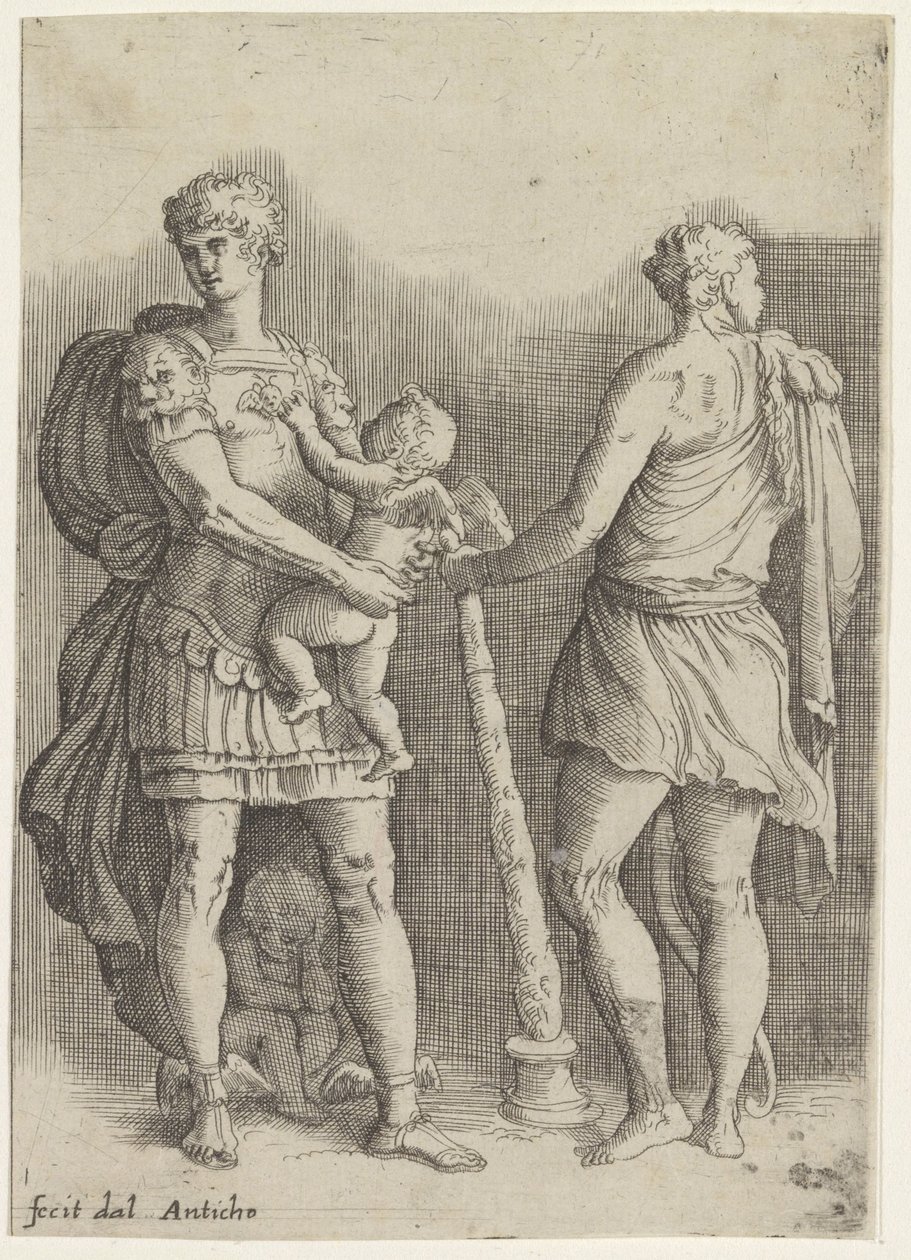Perseus se dvěma putti a Herkulesem, při pohledu zezadu od Battista Franco
