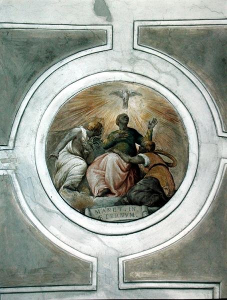Znázornění jedné z ctností, detail ze stropu kaple Grimani (freska) od Battista Franco