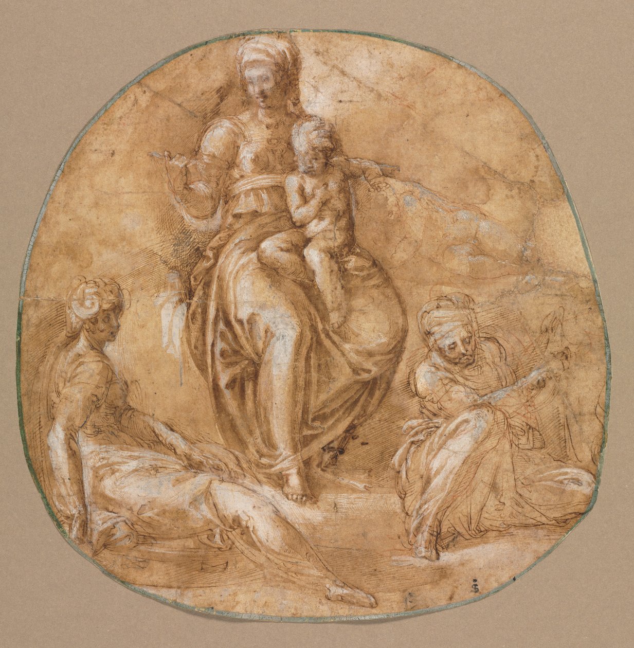 Panna s dítětem se svatou Kateřinou Alexandrijskou a starší světicí, c. 1545. od Battista Franco
