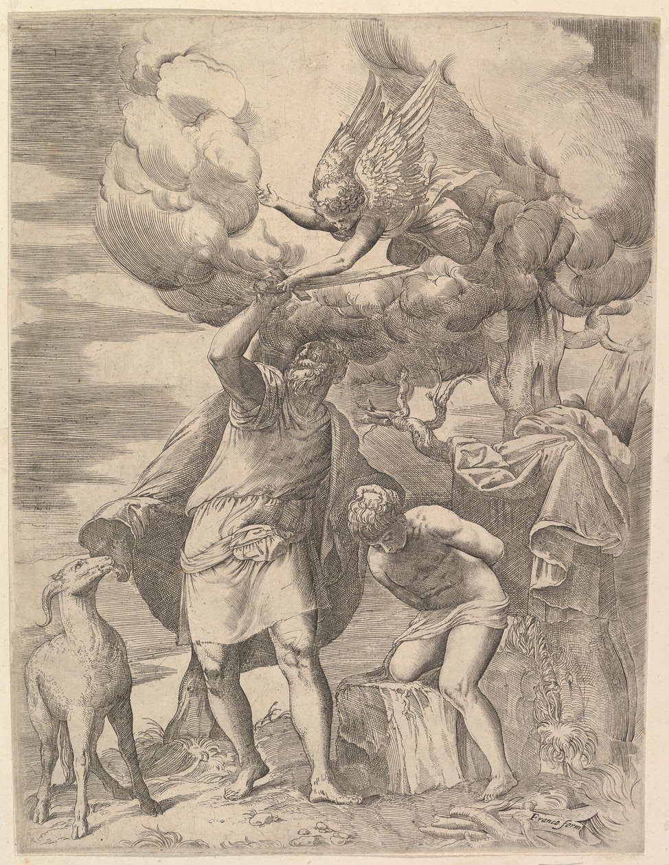 Anděl zůstává Abrahamovou paží, po roce 1552. od Battista Franco Veneziano