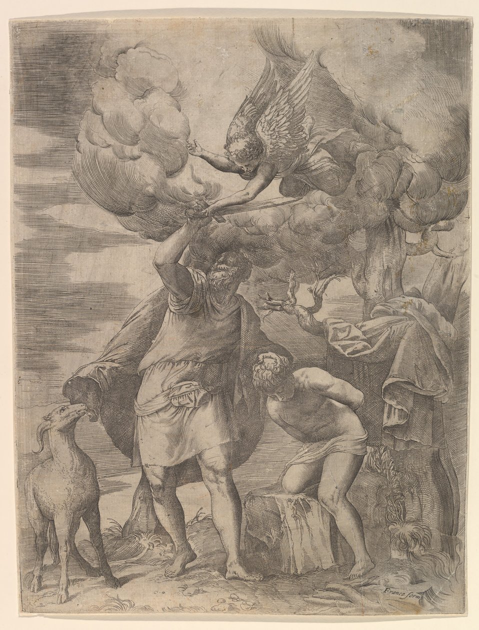 Anděl zůstává Abrahamovým ramenem po roce 1552. od Battista Franco Veneziano