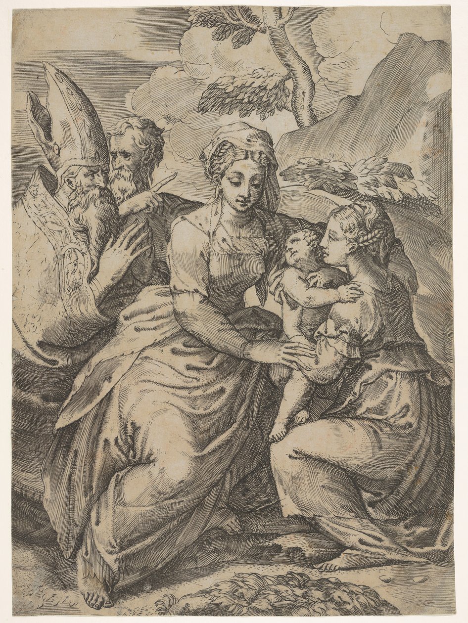 Madona a dítě se svatými po Parmigianino. od Battista del Moro