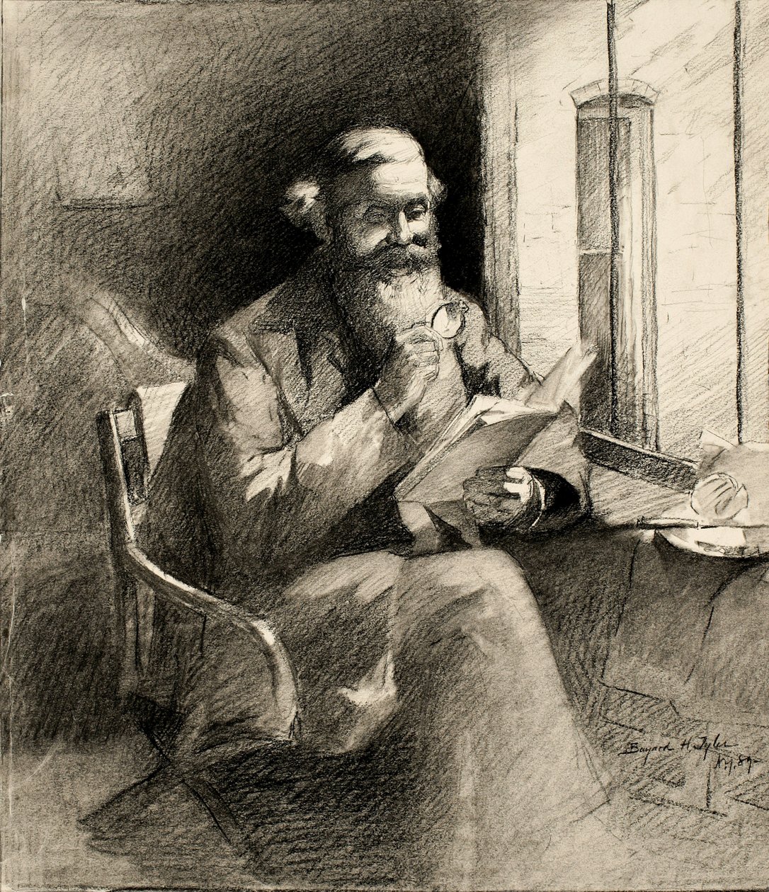 Dobrý příběh, 1889 (uhlí na smetanově tkaném papíře) od Bayard Henry Tyler