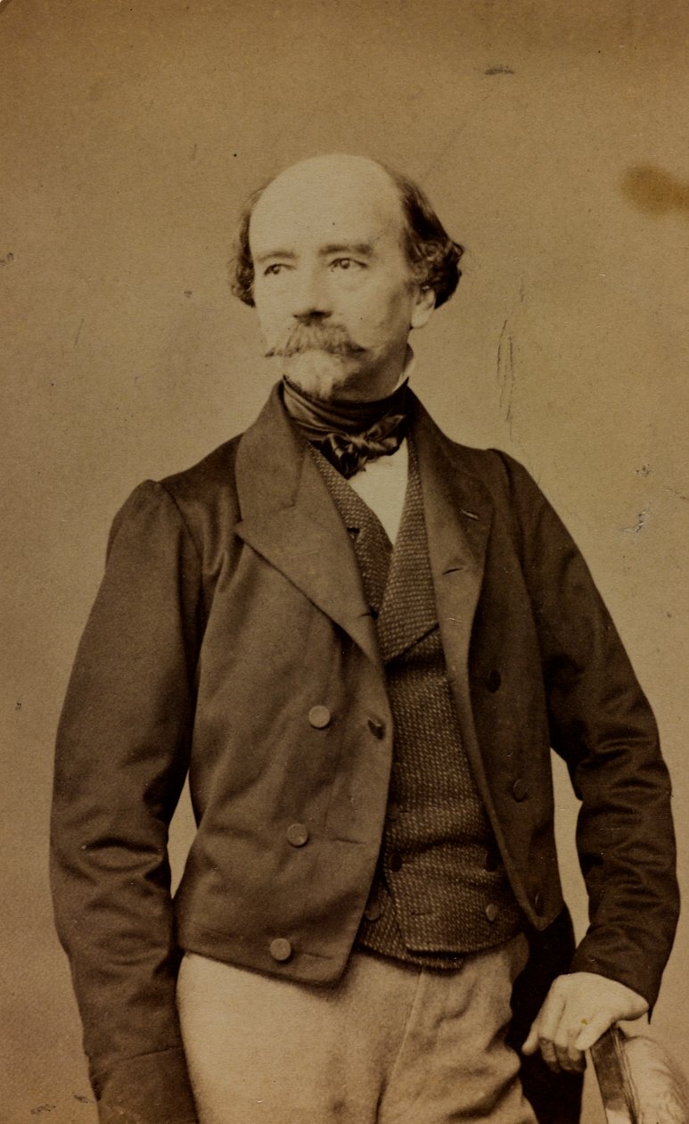 Portrét Eugène-Emmanuel-Amaury Pineu-Duval, známý jako Amaury-Duval, francouzský malíř; vizitka (černobílá fotografie) od Bayard and Bertall
