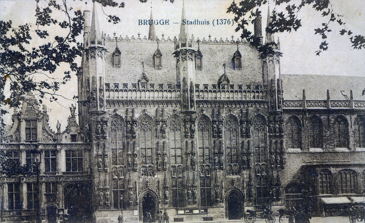 Pohlednice zobrazující Stadhuis v Bruggách, kolem roku 1912 od Belgian Photographer