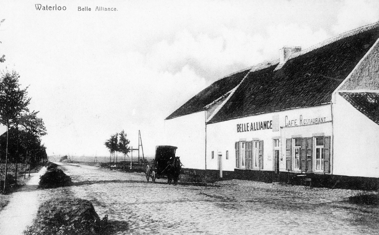 Belle Alliance Inn, sídlo Napoleona během bitvy u Waterloo, pamětní pohlednice, kolem roku 1912 (fotolitho) od Belgian Photographer