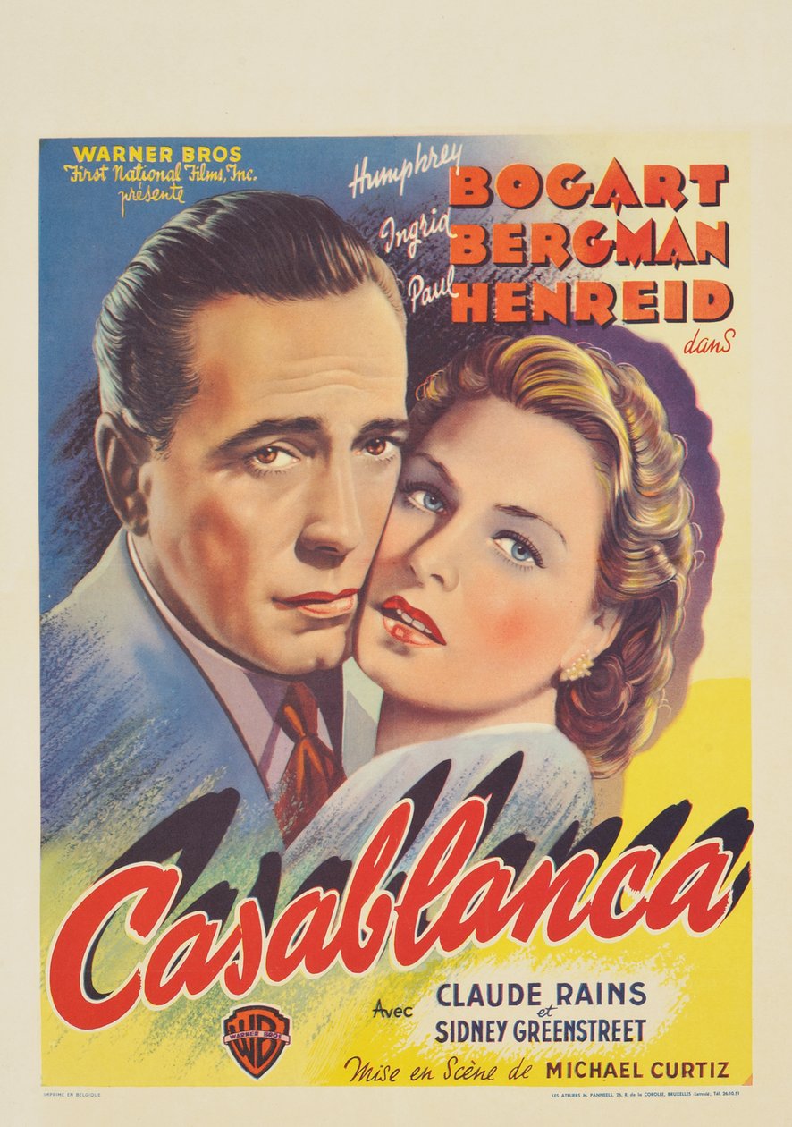Belgický plakát inzerující film "Casablanca" od Belgian School