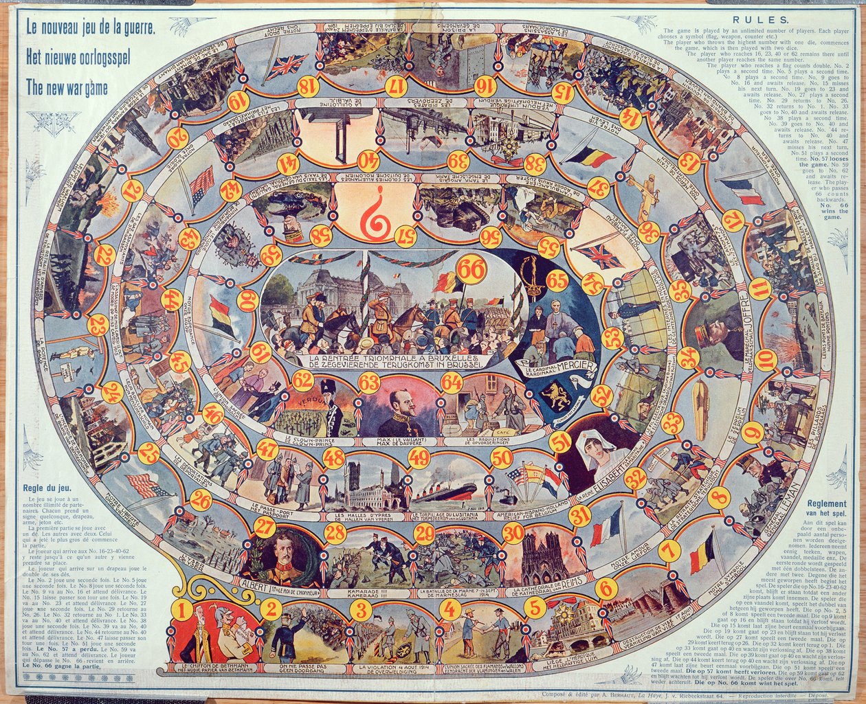 Desková hra událostí a vývoj 1. světové války v Belgii, c.1918-19 od Belgian School