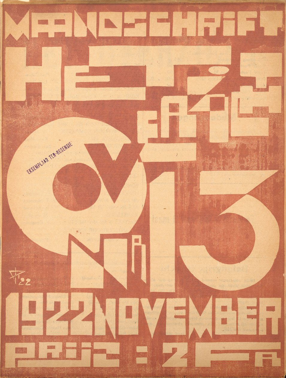 Obálka listopadového čísla časopisu „The Overview“ z roku 1922 od Belgian School