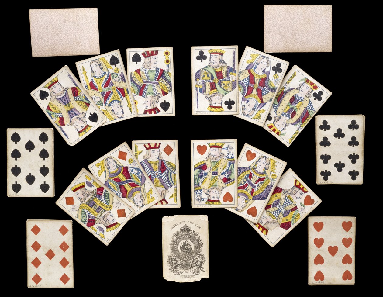 Balíček hracích karet, c. 1835-1840 (tištěný a malovaný papír) od Belgian School