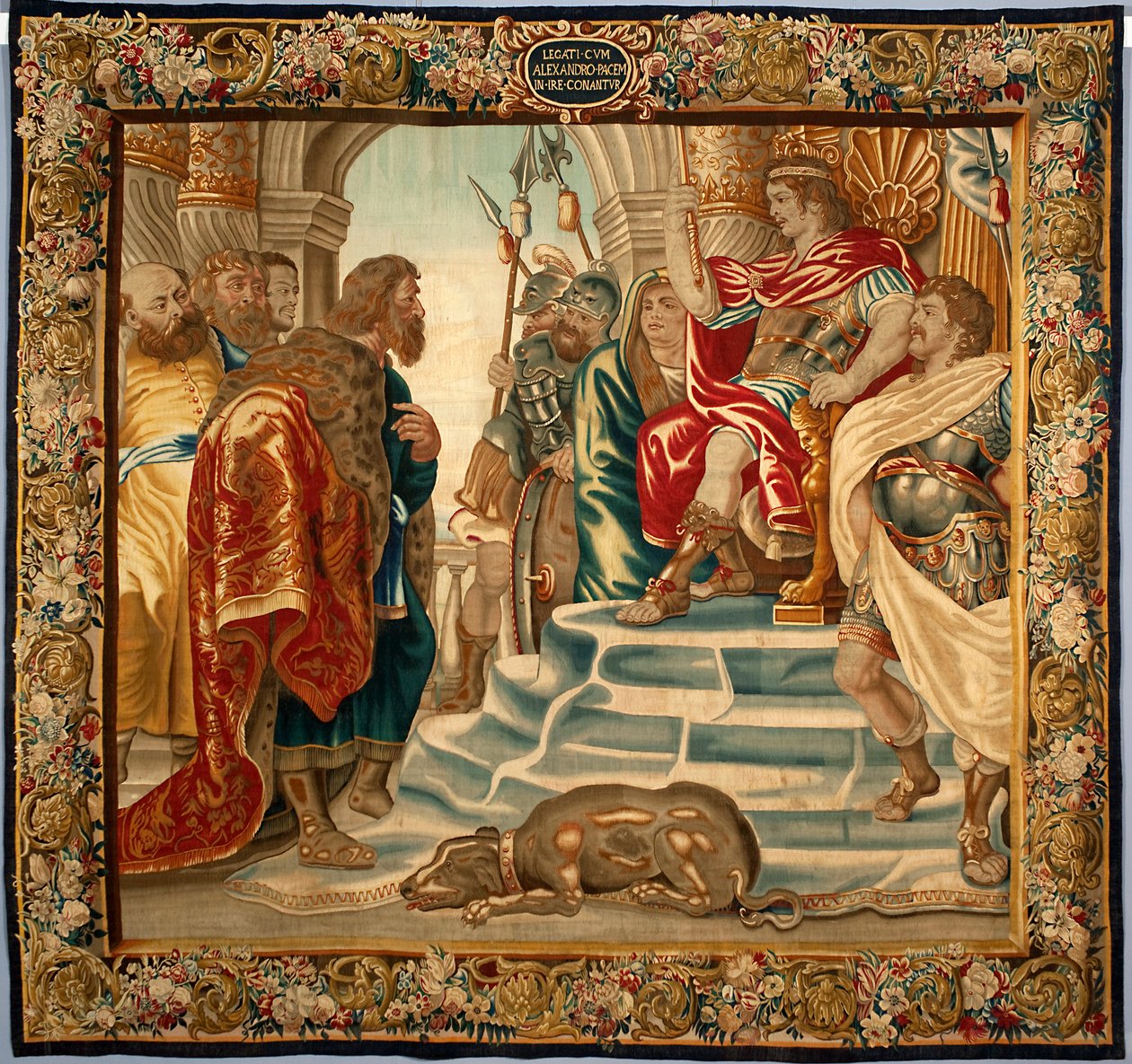 Král Alexandr Veliký přijal delegaci z Athén. Gobelín vyrobený v bruselské manufaktuře. 16. století Geny, Musei di Strada Nuova od Belgian School