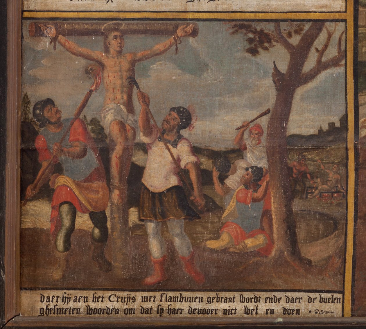 Maarke. Kaple (Sint-Vincentiuskapel). interiér. Malování. Mučedník svatého Vincenta. 19. století. Detail. od Belgian School