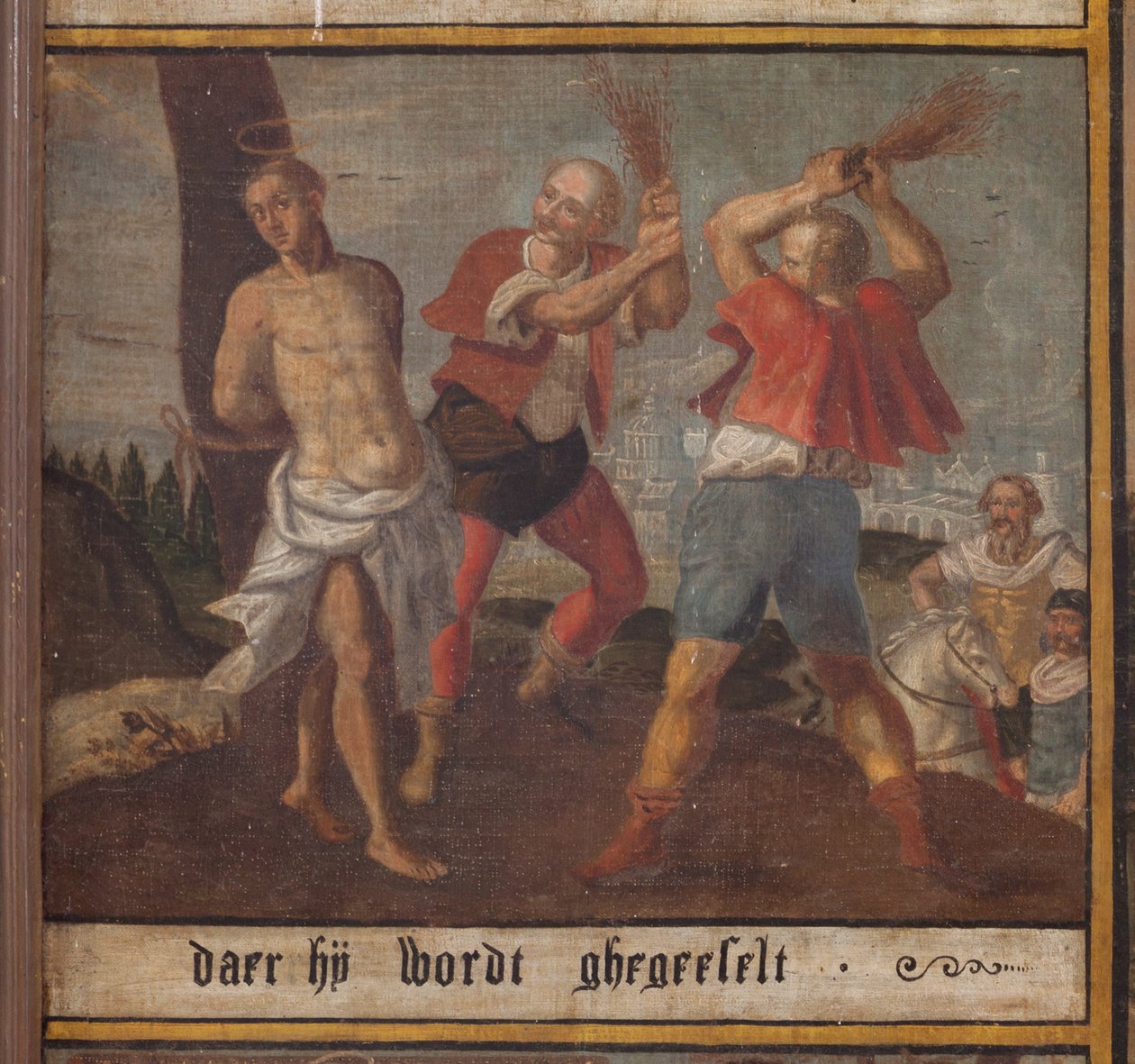 Maarke. Kaple (Sint-Vincentiuskapel). interiér. Malování. Mučedník svatého Vincenta. 19. století. Detail. od Belgian School