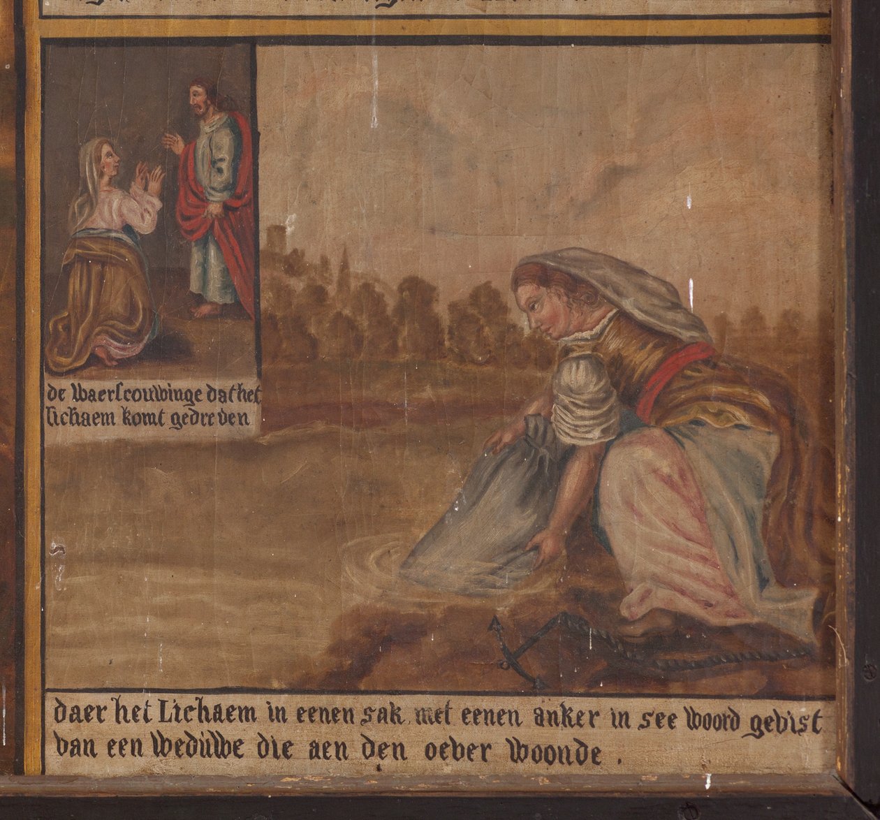 Maarke. Kaple (Sint-Vincentiuskapel). interiér. Malování. Mučedník svatého Vincenta. 19. století. Detail. od Belgian School