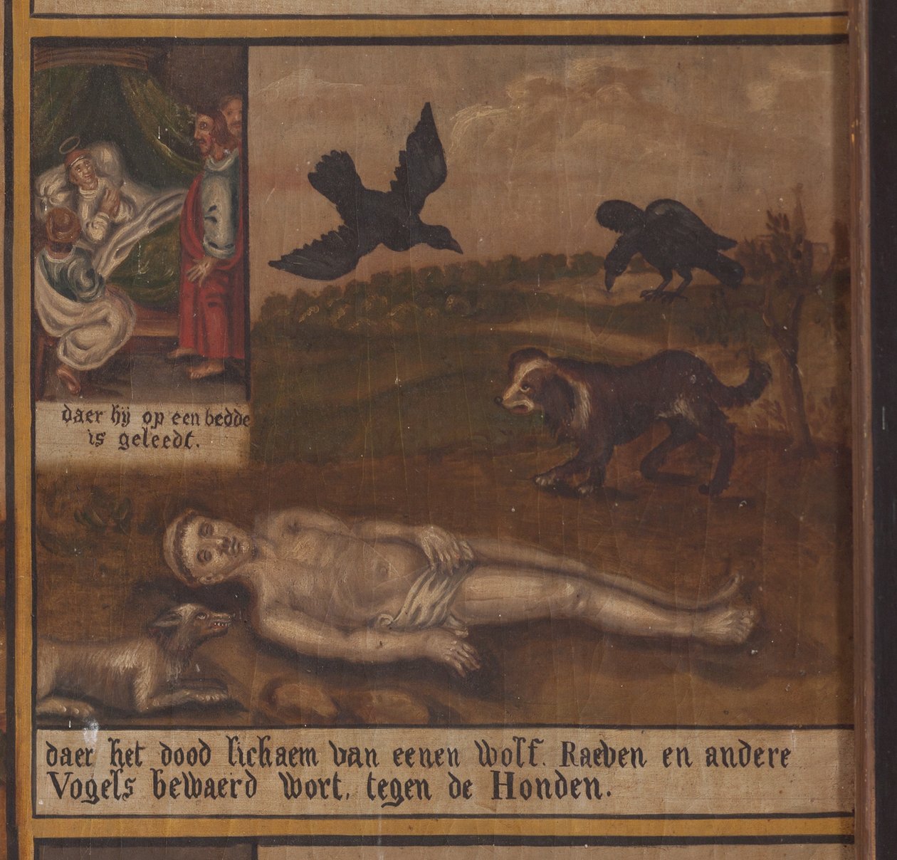 Maarke. Kaple (Sint-Vincentiuskapel). interiér. Malování. Mučedník svatého Vincenta. 19. století. Detail. od Belgian School