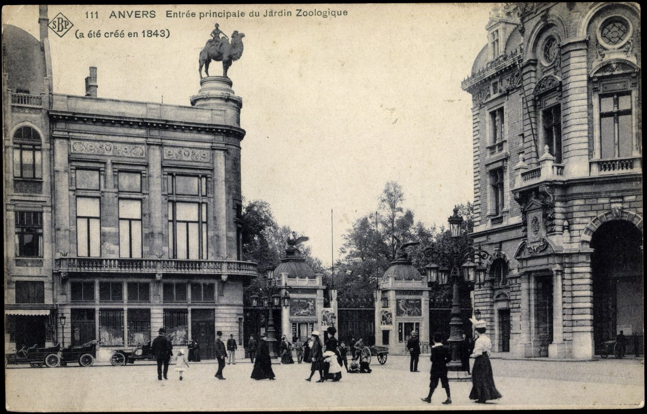 Hlavní vchod do antverpské zoo, kolem roku 1911 od Belgian School