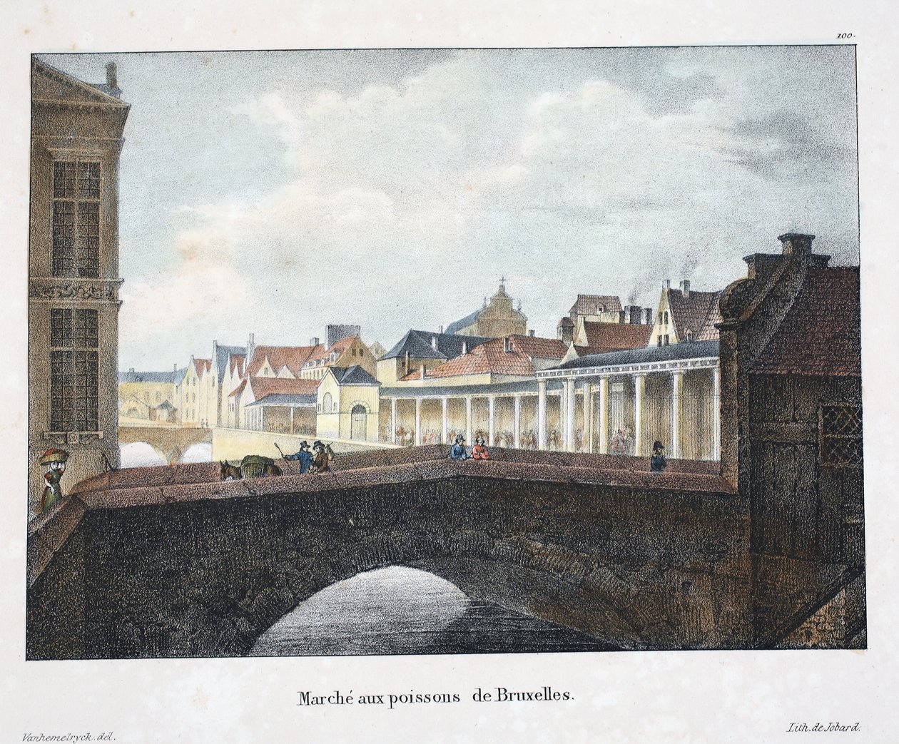 Bruselský rybí trh, kolem roku 1895 (fotochrom) od Belgian School