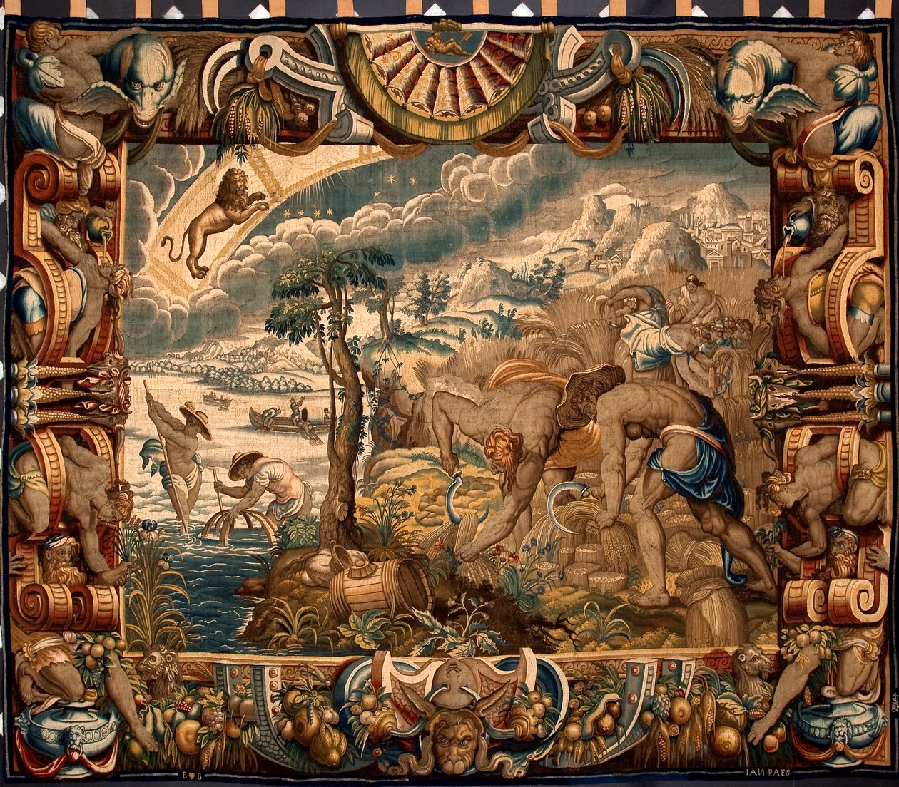 Měsíc srpen: Jan Raes (činný kolem let 1610-1631) zhotovil tapiserii "Sklizeň" v bruselské manufaktuře. 17. století, Genes, Musei di Strada Nuova od Belgian School
