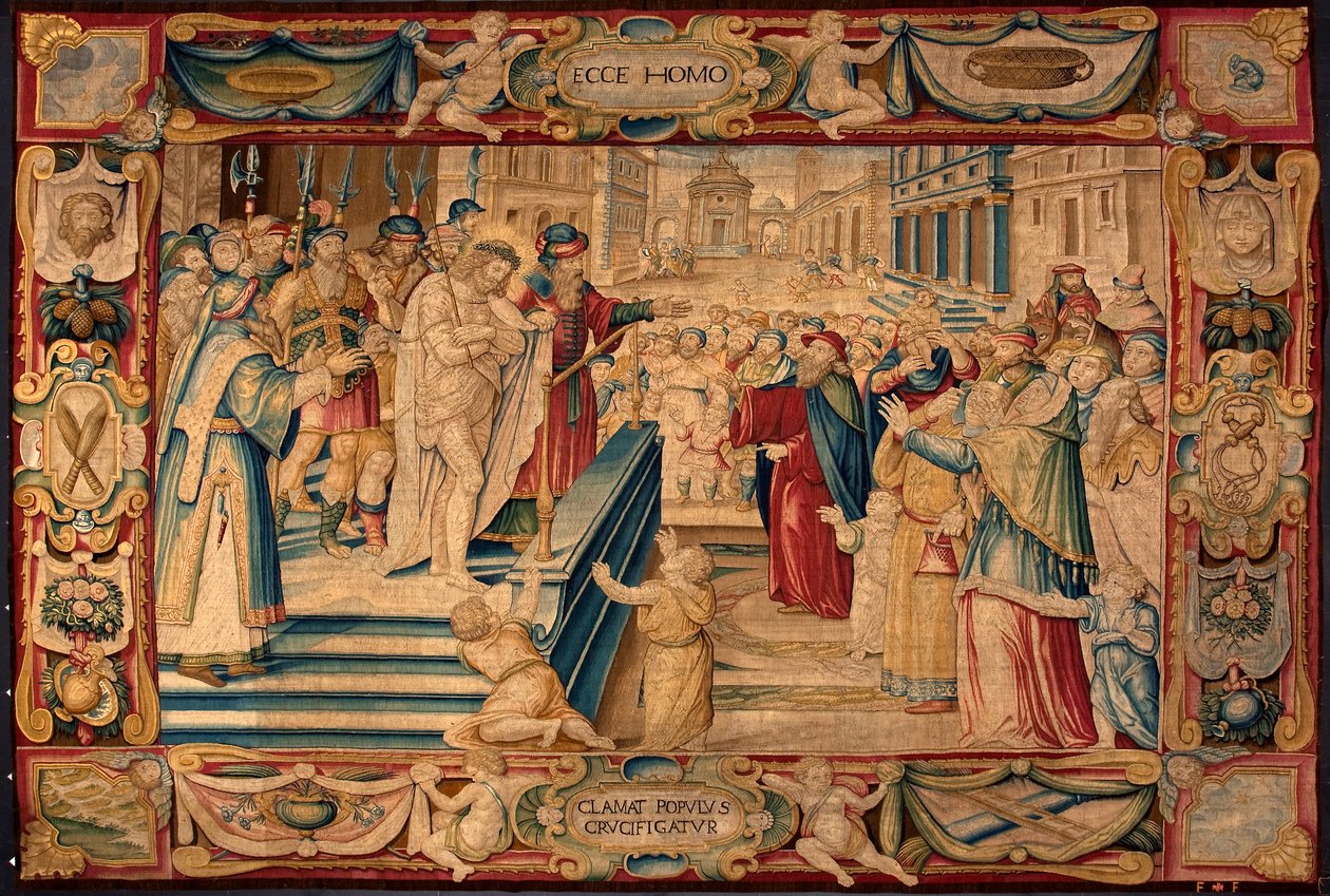 Umučení Krista: Ježíš je přítomen zástupu. Gobelín vyrobený v bruselských manufakturách. Genes 16. století, Musei di Strada Nuova od Belgian School