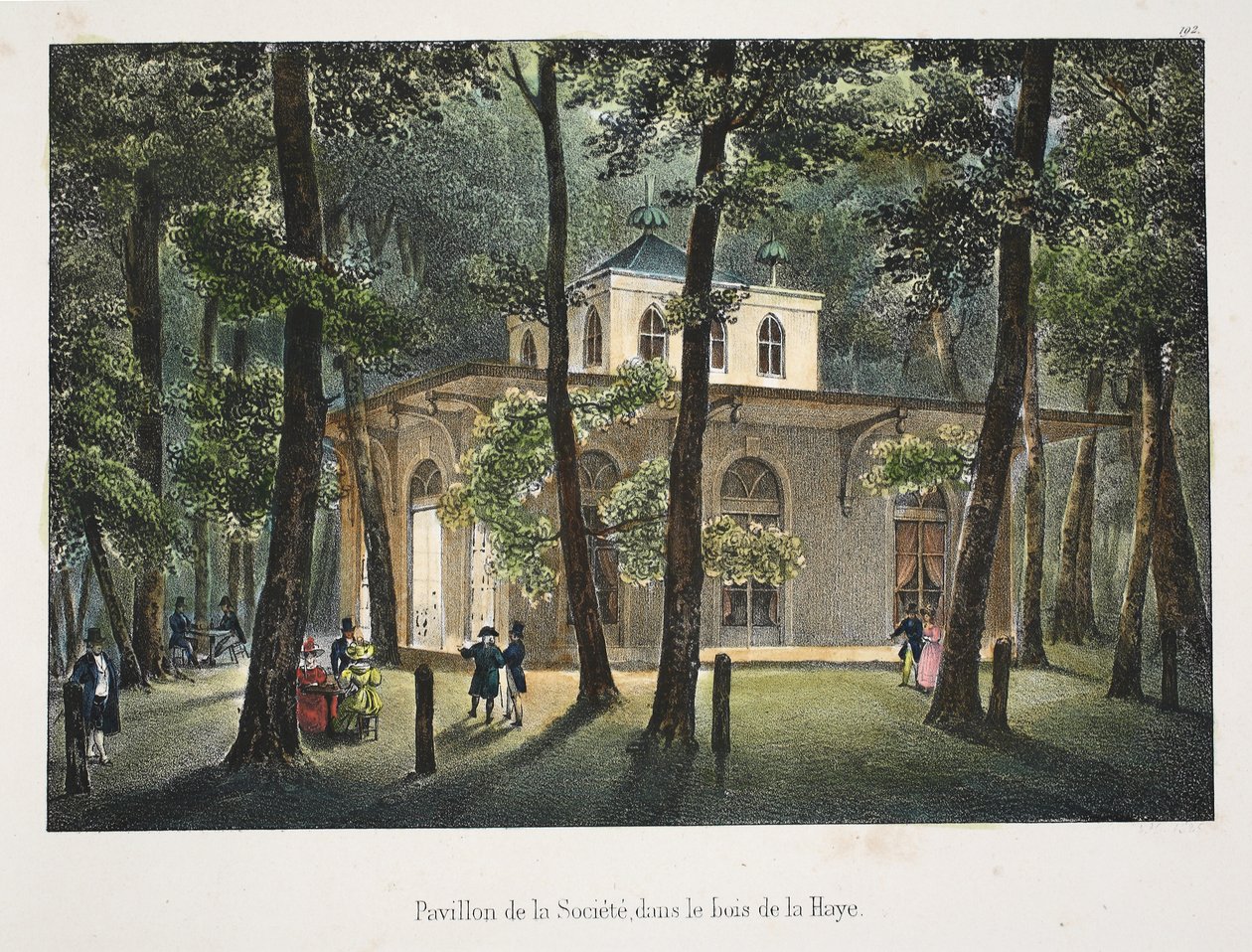 Pavilon Společnosti, v lese v Haagu, kolem roku 1895 (fotochrom) od Belgian School